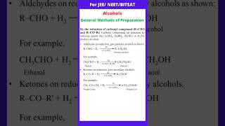 By the reduction of carbonyl compounds  preparation methods of alcohols  JEE  NEET  Bitsat [upl. by Sopher]