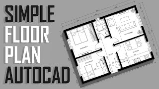 Simple Floor Plan  AutoCAD No VoiceOver [upl. by Nonrev535]