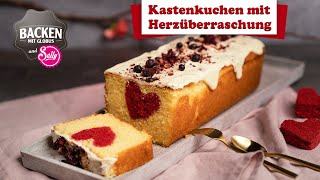 Kastenkuchen mit Herzfüllung zum Valentinstag  Backen mit Globus amp Sally 100 [upl. by Haiacim]