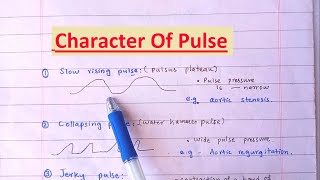 Types Of Characters of Pulse  Causes Of Different Pulse Plateau Collapsing Jerky etc [upl. by Harbed]