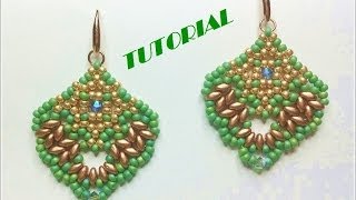 Tutorial perline Orecchini Alicante con superduo Bead tutorial [upl. by Yllas]