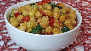 SALTEADO DE GARBANZOS 🍲 Con calabacín y pimiento nuberosaylila [upl. by Drobman548]