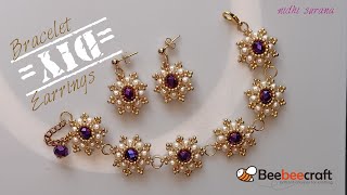 Royal Pearl Bracelet amp EarringsBeaded Jewelry making Tutorial Diy [upl. by Laverne432]