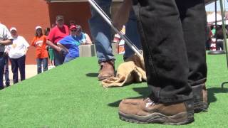 Rattlesnake Sacking Demonstration in Mangum OK 2013 [upl. by Hsevahb]