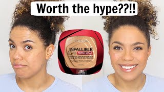 LOreal Fresh Wear Powder Foundation Review  Wear Test Tiktok Viral Makeup [upl. by Ydarb]