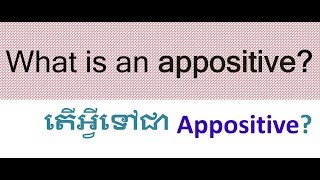 What is an appositive  តើអ្វីទៅជា Appositive [upl. by Osnofedli]