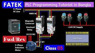 Fatek PLC Programming Tutorial in Bangla Class 05 Reverse Forward control ladder diagram [upl. by Nwahc]