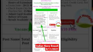 Indian Navy Result 2021  Nausena Bharti  Navy Tradesman Result Govt Notify92  IndianNavy Short [upl. by Namyh743]