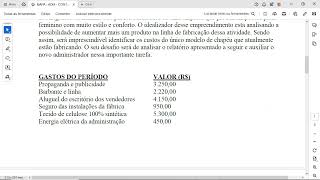 ATIVIDADE 1  ADM  CONTABILIDADE DE CUSTOS  532024 [upl. by Sidran]