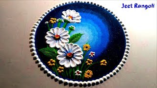 चम्मच के सहायता से बनाये प्यारी सी रंगोली। very easy rangoli using spoon [upl. by Shelby]