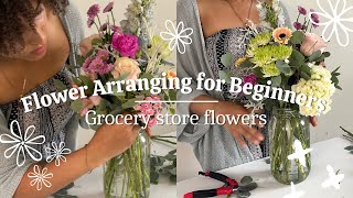 Flower Arrangement Tutorial For Beginners  Grocery Store Flowers Tips [upl. by Ekusoyr831]