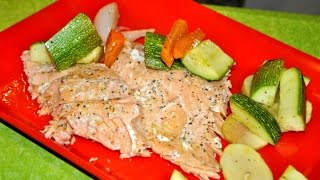 Salmón al Horno con Verduras  Baked Salmon with vegetables [upl. by Artep787]