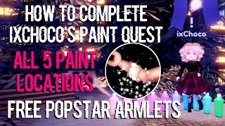 How To Complete Paint Quest ALL 5 Paint LOCATIONS For FREE Popstar Armlets Royale High Update 2022 [upl. by Maryjane647]