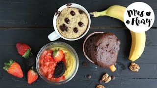 Gesunde Mug Cakes  3 Tassenkuchen Rezepte für die Mikrowelle [upl. by Eceinwahs]