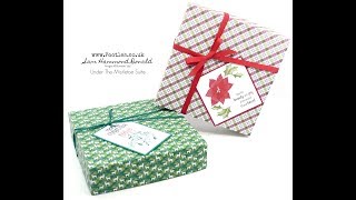 8 x 8 x 2 inch Lidded Christmas Box using Stampin Up Supplies [upl. by Cowley520]