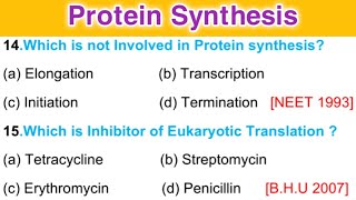 Protein Synthesis mcq  Translation process mcq [upl. by Coke43]