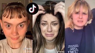 TikTok Girls Cutting Bangs Fails amp Wins [upl. by Suoivatram]