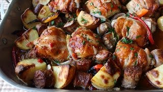 Chicken Sausage Peppers amp Potatoes  How to Roast Chicken Sausage Peppers amp Potatoes [upl. by Stanwood]