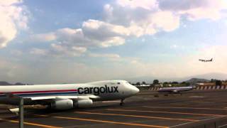 Cargolux Boeing 747400F Takeoff Mexico City Airport [upl. by Retnuh45]