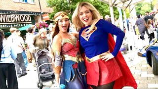 WONDER WOMAN amp SuperGirl Cosplay with DEADPOOL amp Ghostbusters at Camberley Motorcycle amp Car Show [upl. by Adiana689]