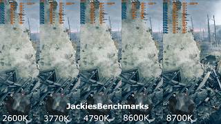 Battlefield 1  1080p 8700K vs 8600K vs 2600K vs 3770K vs 4790K CPUBenchmark [upl. by Evie]