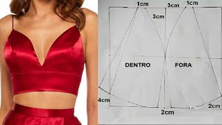 How to draft pattern for Bralette  Cómo hacer un patrón de bralette How To Make Bralette  DIY Bra [upl. by Ahsemad]