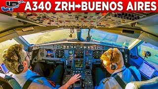 Edelweiss A340300 Cockpit Zurich🇨🇭 to Buenos Aires🇦🇷 [upl. by Ressler]