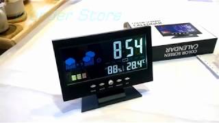 Desktop Clock Calendar LED Colors Screen With Humidity  Temperature amp Alarm [upl. by Cardew]