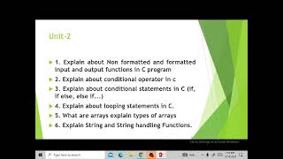 UNIT WISE IMP C C Programming important questions [upl. by Aklam]