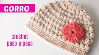 Gorro crochet paso a paso en punto abalorio [upl. by Almap225]