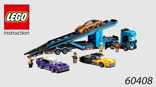 LEGO Instruction  City  60408  Car Transporter Truck with Sports Cars [upl. by Namyh375]