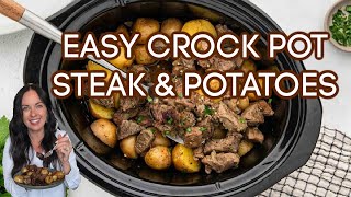 Delicious Crock Pot Steak and Potatoes  Perfect Weeknight Meal [upl. by Ecylahs]