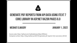 Generate PDF reports from API data using iText 7 Core library in ASPNET Razor Pages 60 [upl. by Einnod]