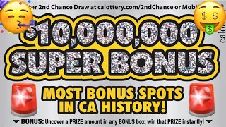 🤑 WOW 🚨 HUGE WIN 🚨🌟 10 Million Super Bonus 🌟 CA Lottery Ticket Scratchers 🤑 [upl. by Jania]