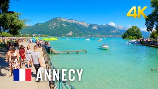 Annecy France picturesque lake side walking tour most beautiful town in France 4K [upl. by Yartnod]