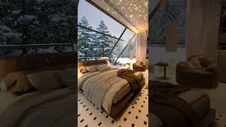 Luxury mountain chalet Scenic snowfall relaxing atmosphere winter vibes [upl. by Auoh721]