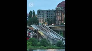 Collapsed Dresden bridge demolished as city braces for flooding [upl. by Sidras]