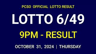 649 LOTTO RESULT TODAY 9PM DRAW October 31 2024 Thursday PCSO SUPER LOTTO 649 Draw Tonight [upl. by Enytnoel]