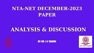 NTANET ENGLISH LITERATURE2023I PAPER ANALYSIS amp DISCUSSION I TARGET JUNE2024 WITH DR J K TIWARI [upl. by Assira]