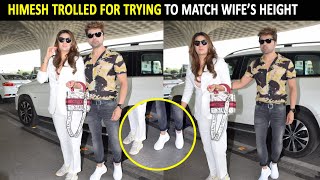 Himesh Reshammiya mercilessly trolled for standing on his toes to match his height with wife [upl. by Rheta]