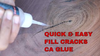 How To Fill Cracks And Air Bubbles In Wood FAST CA GLUE [upl. by Vivi456]