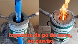 fogareiro de pó de serra serragem à carvão feito de areia e cimento com chaminé [upl. by Nauqad586]