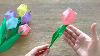 Origami Tulip Flower  Origami Flower Paper Tulip [upl. by Cocke958]