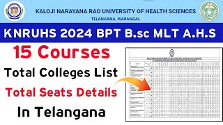 KNRUHS BPT Bsc MLT amp AHS Colleges List 2024  KNRUHS AHS Colleges list [upl. by Seely596]