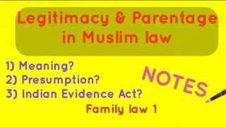 Legitimacy and parentage under Muslim law [upl. by Anirat]