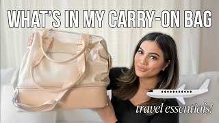 WHATS IN MY TRAVEL BAG  carry on essentials for long flights  beis mini weekender bag review [upl. by Otilrac]