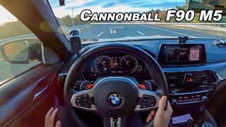 25 Hours 57 Minutes Cannonball Car  2019 BMW M5 Competition POV Drive Binaural Audio [upl. by Shaver]