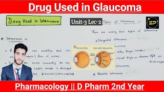 Drug Used in Glaucoma  U3 Lec2  Pharmacology  D Pharm2nd Year  full Explain in Hindi [upl. by Esinert38]