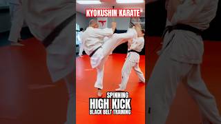 Kyokushin Karate Black Belt Training Spinning High Kick karate shortsfeed short osu [upl. by Noitsuj]