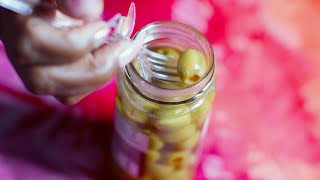 OLIVES STUFFED WITH MINCED PIMIENTOS ASMR EATING SOUNDS [upl. by Dwane667]